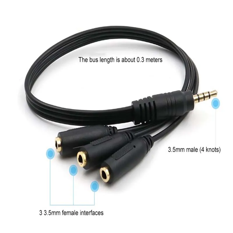 Multi-Headphone Audio Splitter with 3.5mm Jack - 1 Male to 3 Female Adapter