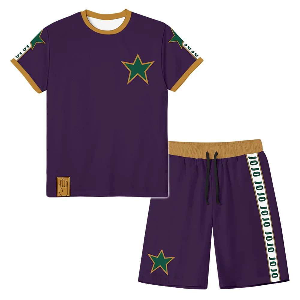 

Kujo Jotaro Cosplay Costume Anime JoJo‘s Bizarre Adventure Stone Ocean T-shirt Shorts Sets Fantasia Casual Halloween Party Suit