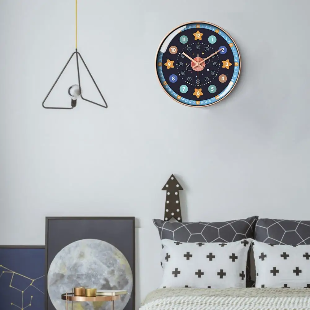 12-Inch Round Wall Clock Cartoon Dinosaur Astronaut Planet Clock Living Room Bedroom Indoor Digital Analog Home Decoration