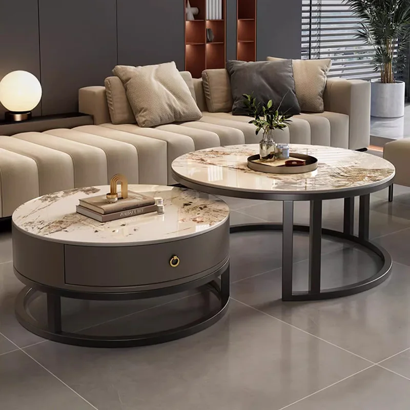 

Storage Design Coffee Tables Modern Nordic Luxury Marble Round Coffee Table Living Room Tavolino Da Salotto Home Furniture