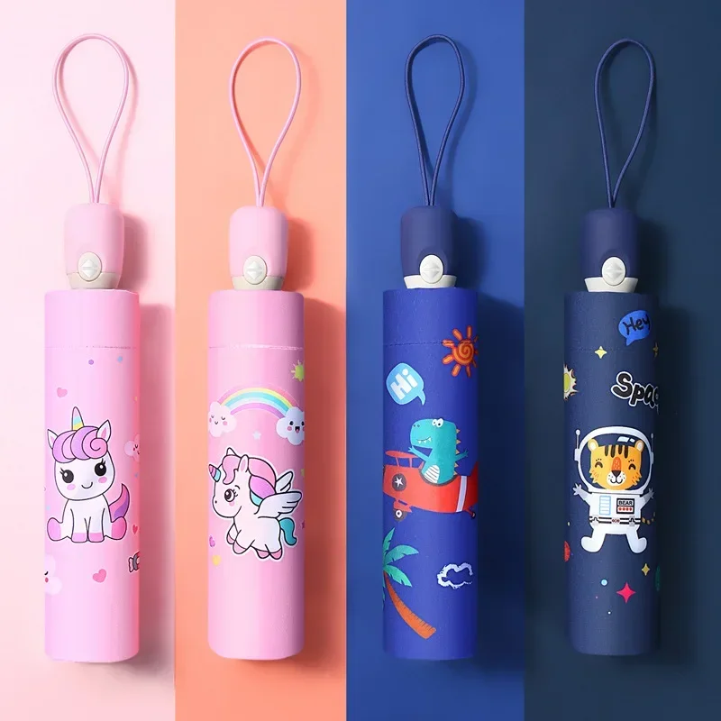 Automatic Umbrella Automatic Umbrella dinosaur astronaut unicorn Umbrella Windproof Folding Shade Reflective Stripe Design Lovely gift