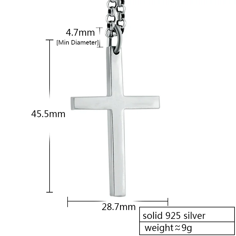 Silver Pendant 925 Sterling Silver 4mm 45.5*28.7mm Cross For Men Women