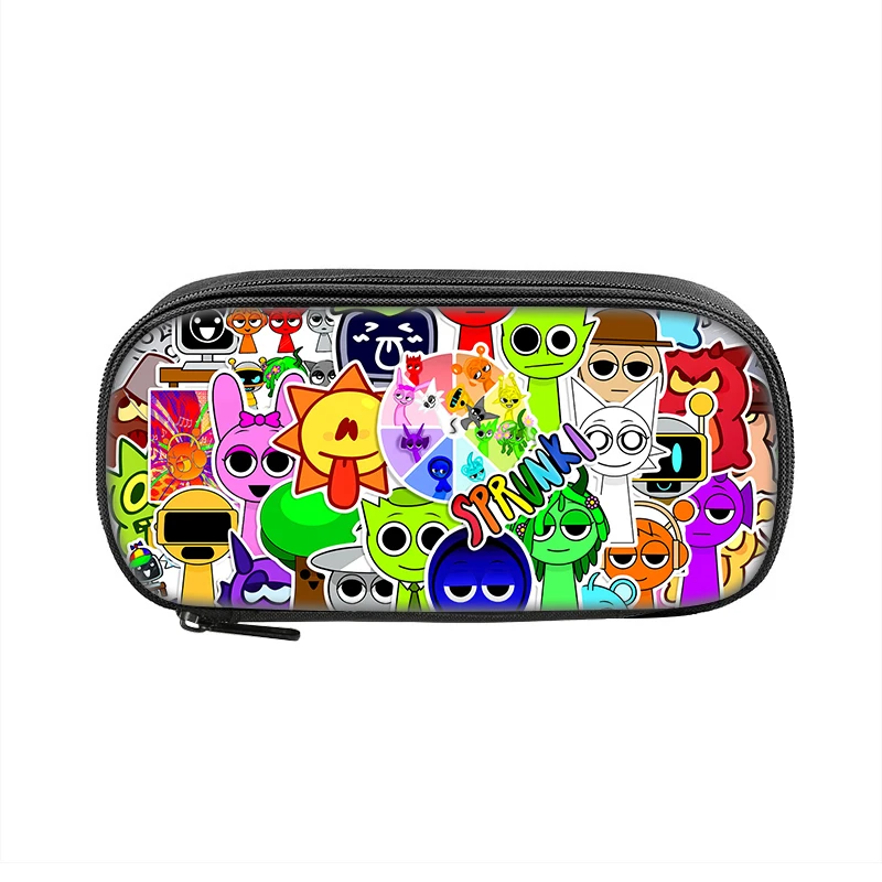 Sprunki Cartoon Anime Pen Box Bag for Student Big Capacity School Supplies Zipper Pencilcases Children's Birthday Gift 5