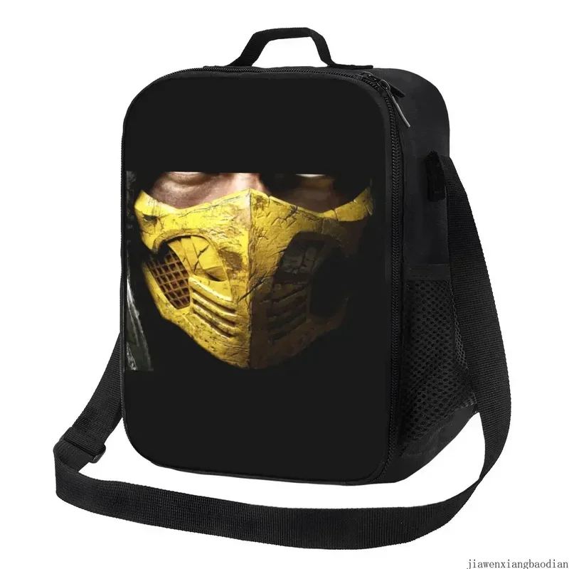 

Mortal Kombat Scorpion Insulated Lunch Tote Bag for Women Sub Zero Fighting Game Portable Cooler Thermal Food Lunch Box School