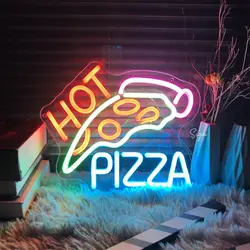 Hot Pizza Neon Sign Led Lights Restaurant Canteen Dining Room Decor Wall Art Kitchen Neon Led Sign Pizzeria Open Sign LED Light