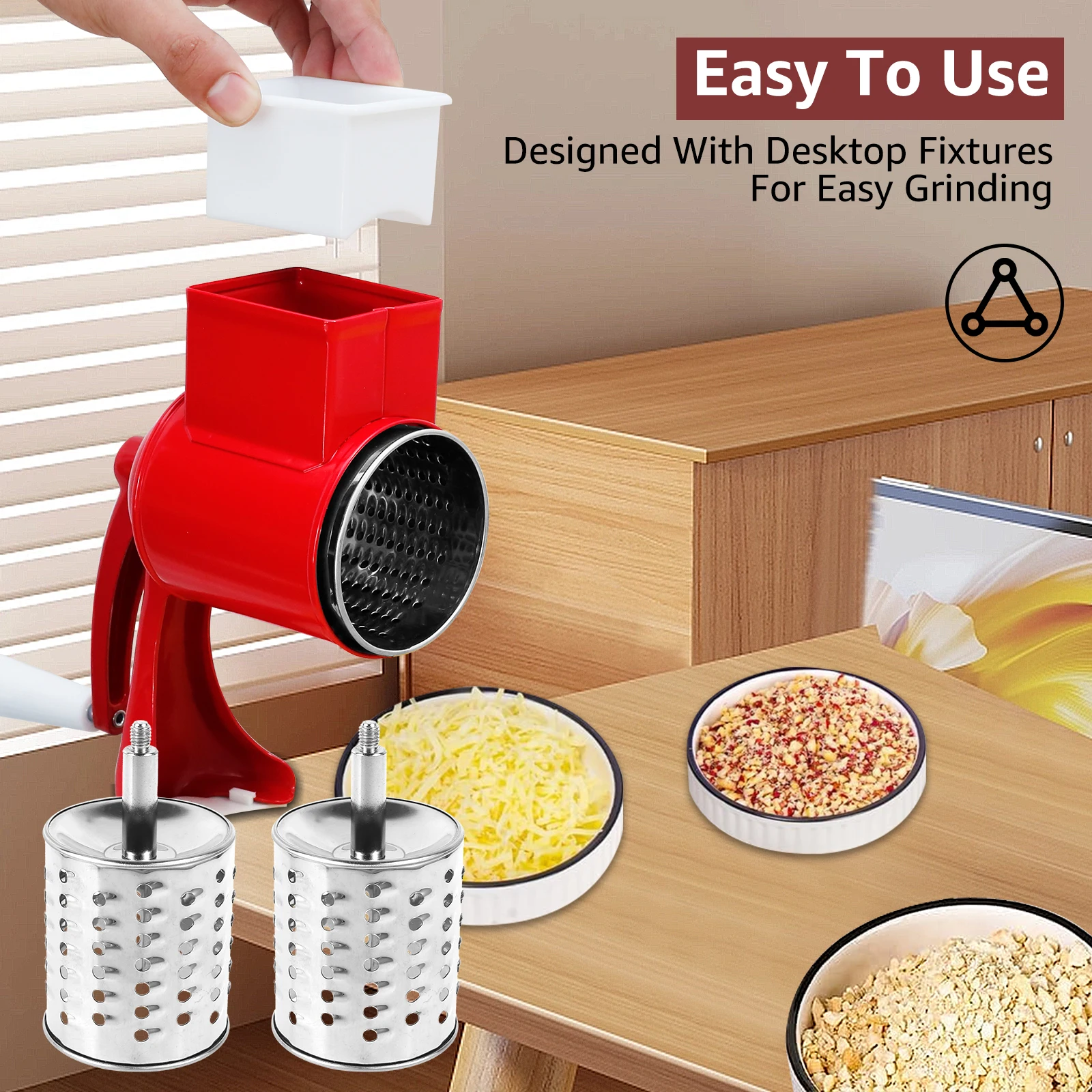Hand Crank Grain Mill Manual Food Grinder with 2 Replacement Blades Hand Mill Grinder for Nut Spice Wheat Coffee Kitchen Tools