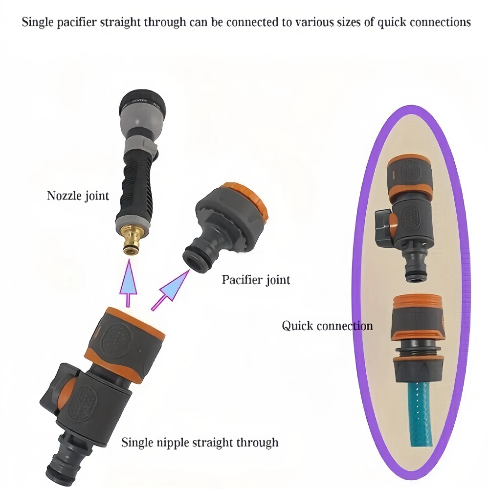 Quick Connect Garden Hose Adapter Ball Valve Fits 1/2" 3/8" 3/4" etc Hose Quick Connectors for Lawn/Garden/Car Washing