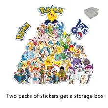 

New 50 Pokemon Pikachu Stickers Anime Cartoon Cute Waterproof Skateboard Bicycle Guitar Laptop Kids DIY Stiker Box Toys Gifts
