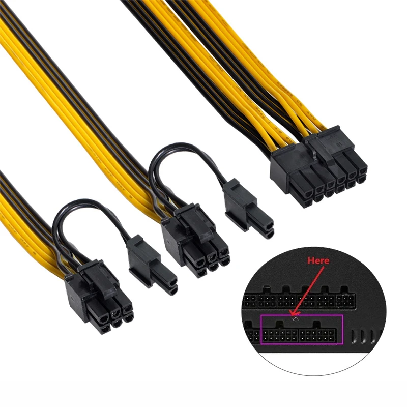 12pin To Dual Pcie 8pin (6+2pin) Gpu Cable For Corsair Ax650 Ax750 Ax850 Ax Series Modular Psu 18awg 60+60cm Black - Hardware & Adapters - AliExpress