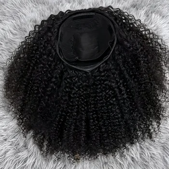 Kinky Curly Half Wig Human Hair 250 Density Upgrade Drawstring Seamless Flip Over 3 In 1 Wear And Go No Glue No Lace For Women 1