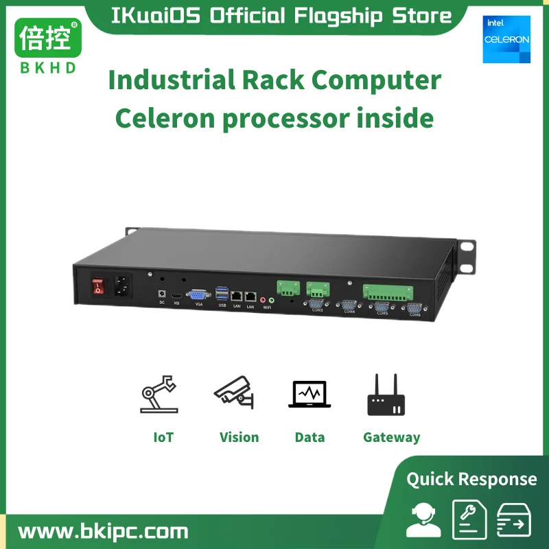 

Компьютер IKuaiOS 1U для монтажа в стойку, устройство Celeron Inside RS232 RS485 6COM GPIO Wi-Fi совместимый с Windows Server Linux, Бесплатный Лазерный Логотип ITX