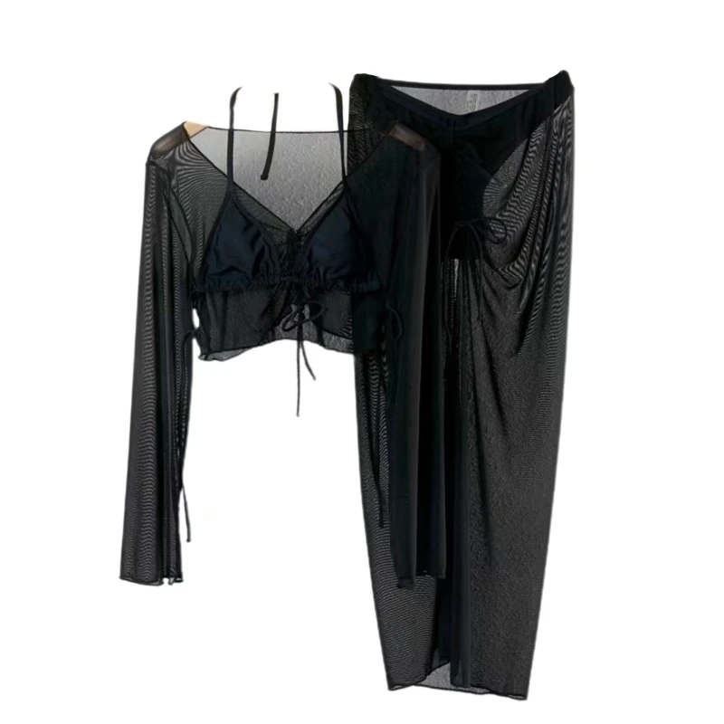 

Women Slender Beachwear Sexy Small Chest Bathing Suit Cover Gathered Wrap