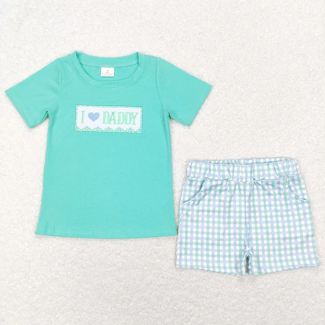 Ropa de verano para niñas, trajes de Boutique para mamá, niño, papá, niña, bordado, ropa para Hermanos, conjuntos de pantalones cortos para niñas, venta al por mayor - Imagen 6