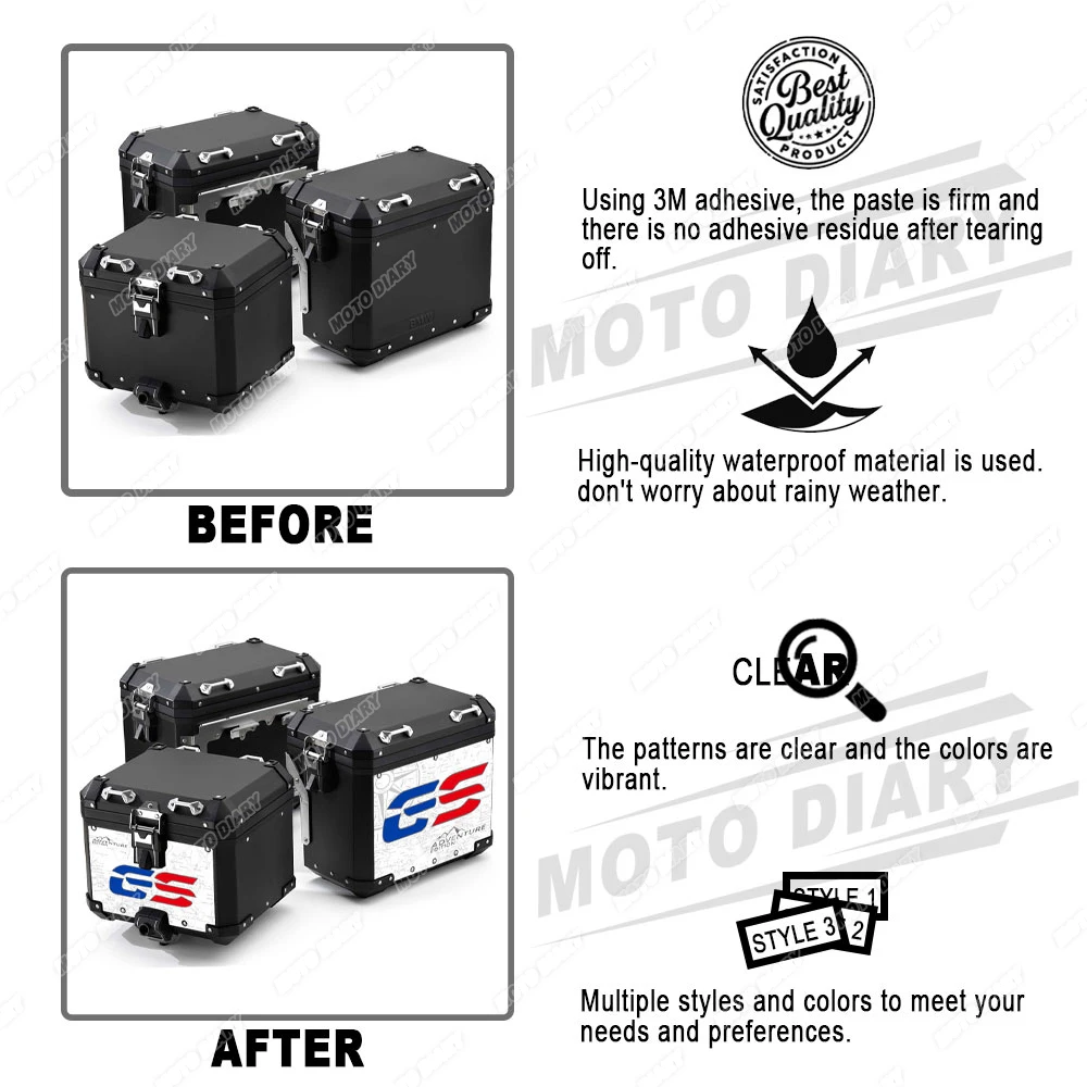R1200GS R1250GS Adventure Motorcycle Aluminum Alloy Box Sticker Side SuitCases Decals For BMW R 1200 1250 GS  ADV 2004-2023