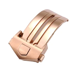 Stainless Steel Folding Watch Buckle with Double Button Clasp (Rose gold - 20mm)