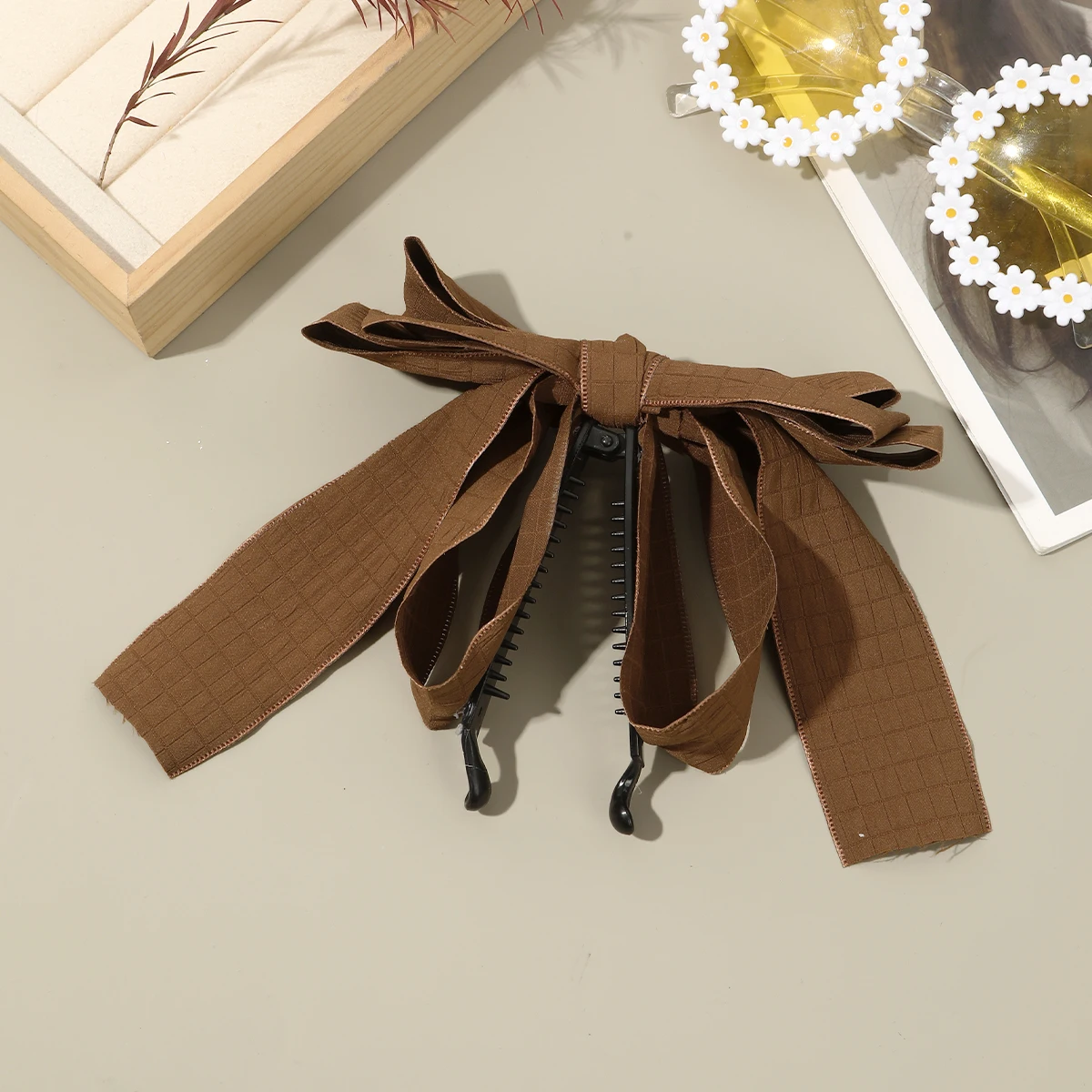Korean Bow Ribbon Hair Clip for Women Girls Elegant Banana Gripper Ponytail Clips Twist Clip Headwear Fashion Hair Accessories