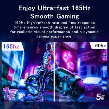 GreBear 165/144Hz Gaming Monitor 24 Inch - FHD 1080P IPS Screen 1ms (GTG) Home Office Computer Display, FreeSync Technology, 100 5