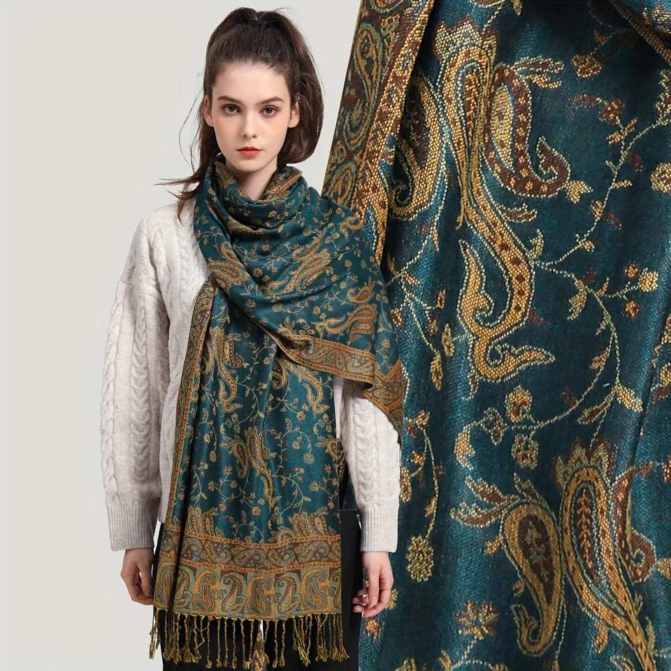 Écharpe Pashmina 100% Viscose – 2 Tons – Haute Qualité – Neuve Avec Étiquettes