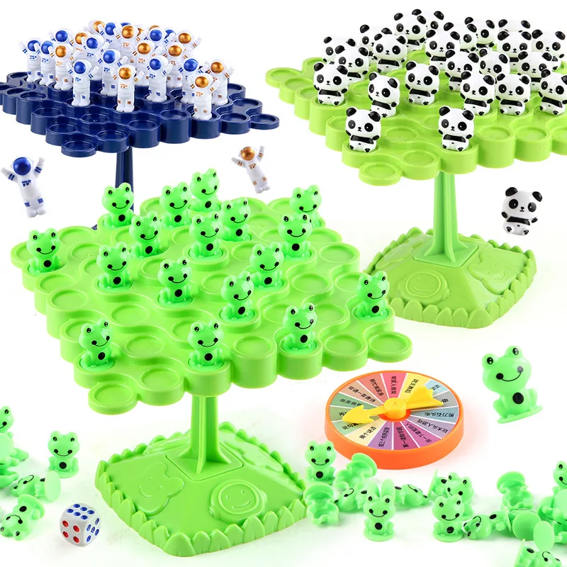 48pcs Balancing Tree Toy Educational Board Game Panda Astronaut Balance Board Tabletop Party Funny Parent-Child Interactive Game