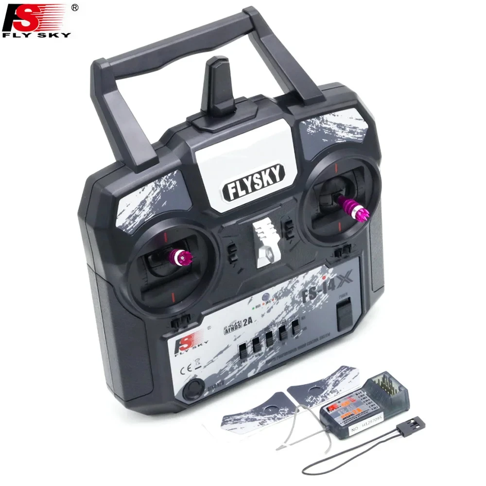 Radiocommande Flysky FS-i6 2.4GHz 4 canaux AFHDS 2A, sticks en gros plan et interrupteurs latéraux