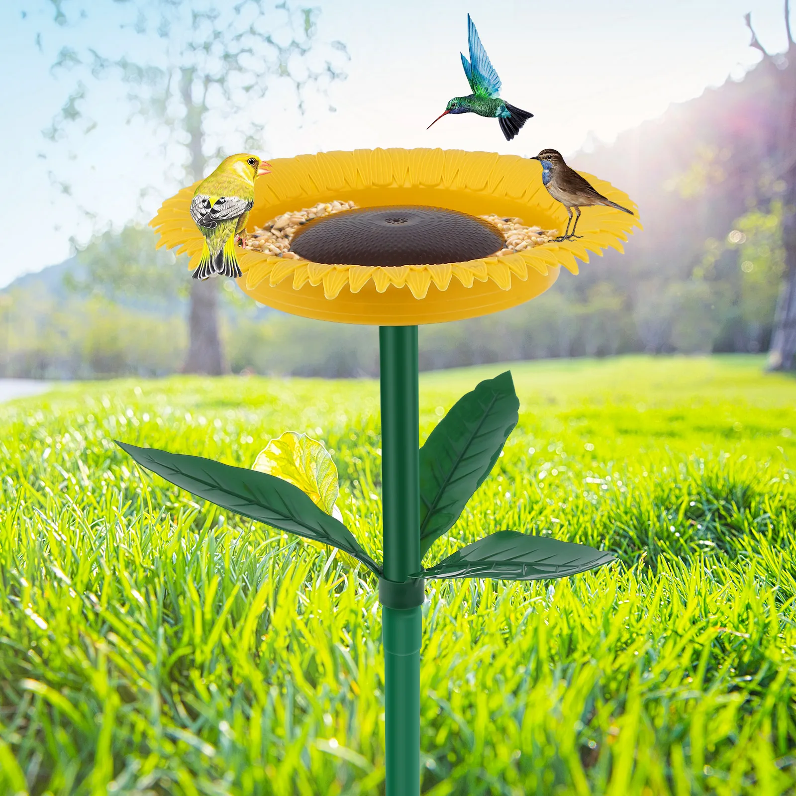 Sunflower Bird Outdoor Feeder Plastic Weather-resistant Hummingbird Feeder Pet Supplies Wild Bird Watcher Garden Decor Stake