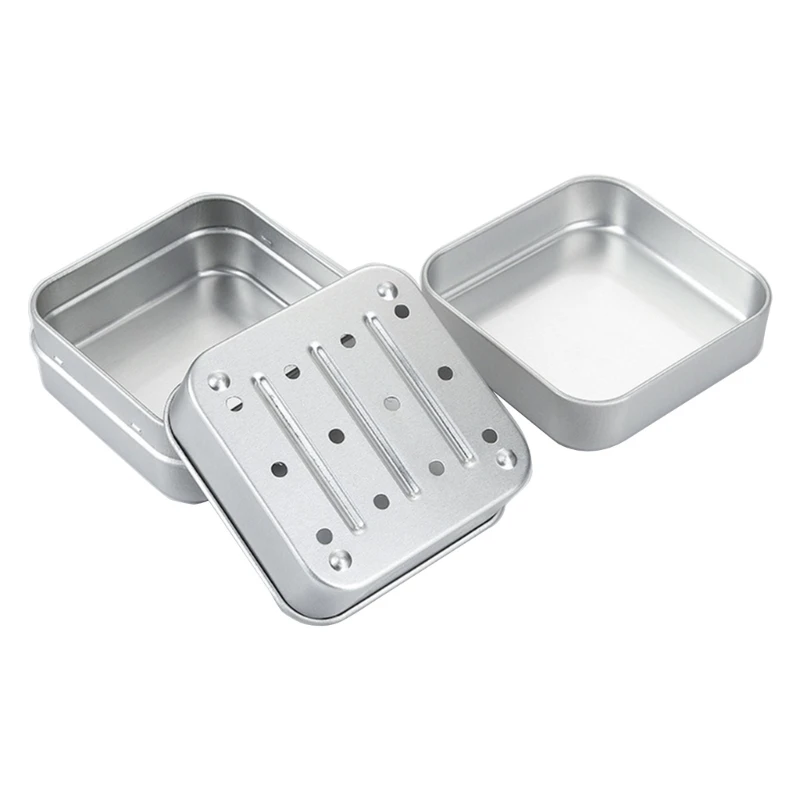 Convenient Soap Box Aluminum Soap Container with Removable Draining Layer Keep Soap Cleanings &Dry Soap Case Holder 5
