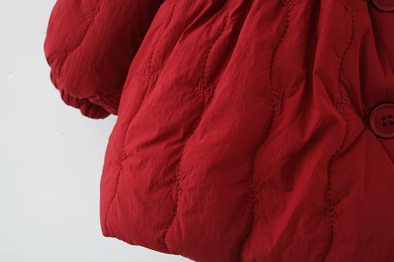 Girls Red Parkas Winter Coat Fur Jacket