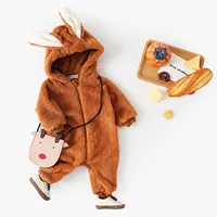 Sanlutoz Winter Fleece Thickened Zipper Toddler Long Sleeve Jumpsuits Clothing Warm Baby Rompers Cute Animal Hooded 3