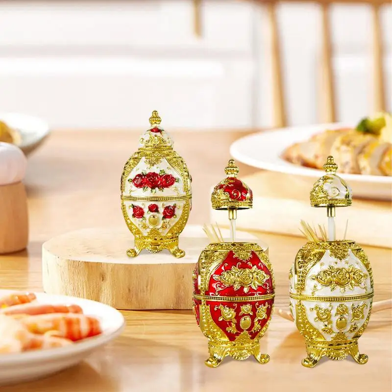 

Toothpick Box Traditional Decorative Big Crown Dispenser Containers Exquisite Beauty Hygienic Holder For Kitchen Restaurant