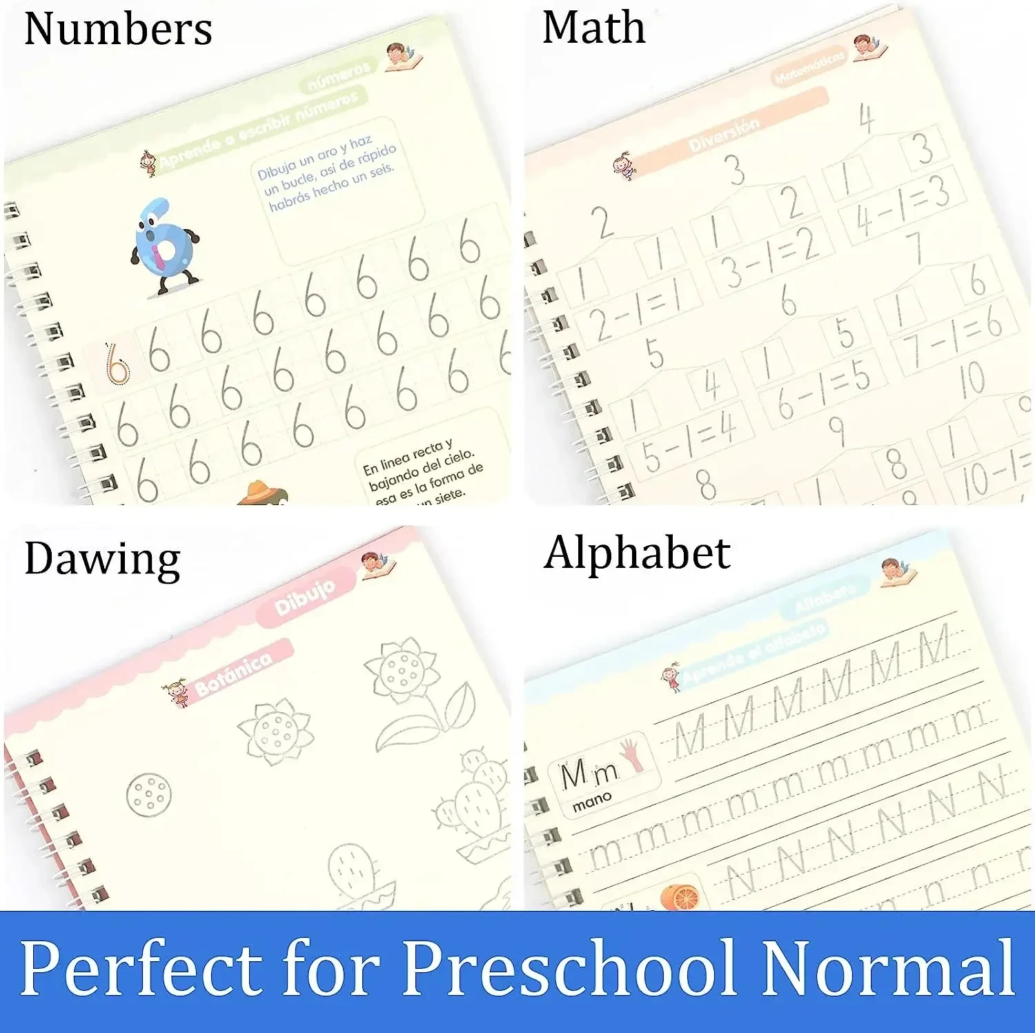Magic Writing Book in Portuguese Calligraphy Notebook Montessori Kids Reusable Educational Calligraphic Letter Practice Toy 4