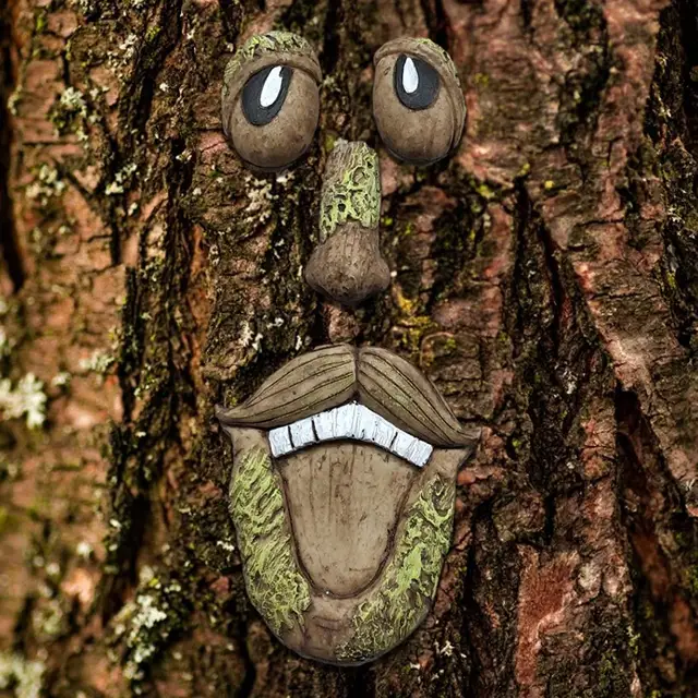 Új Világító Fa Arc Arcfajta Gyanta Dísz Kerti Dekoráció Figurák Tündérek Pixies Udvari - Image 5