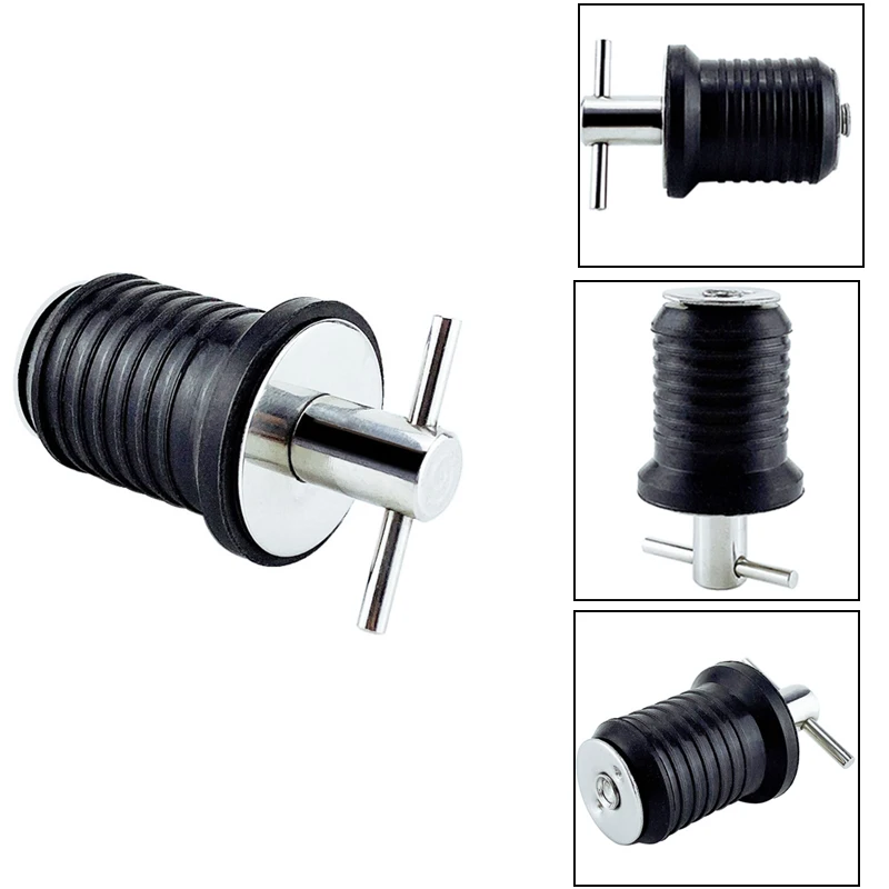 

T-Handle Drain Plug Twist-Turn Marine Boat Drain Plugs Rubber Plugs With Brass Handle Boat Marine Accessories