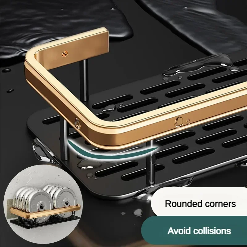Bathroom Storage Wall Mount Shampoo Makeup Storage Holder Bathroom Accessories No Drilling Wall Shelf Shower Holder For WC 6