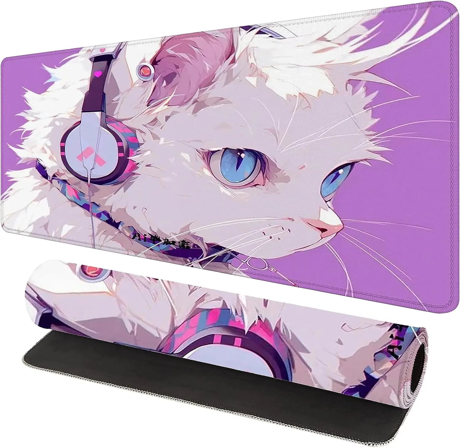 

Игровой коврик для мыши, большой розовый Настольный коврик с милым котом XXL, резиновая основа, стандартный коврик для мыши, коврик для компьютерной клавиатуры с HD-печатью, 30x80x0,3 см