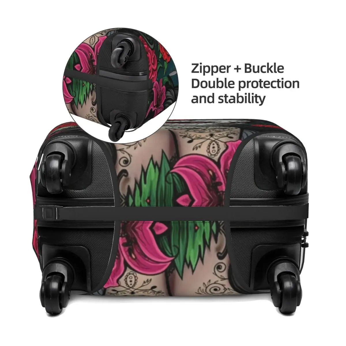 Mexican Catrina Sugar Skull Lady Suitcase Cover Washable Luggage Covers Protector for 18-32 inch