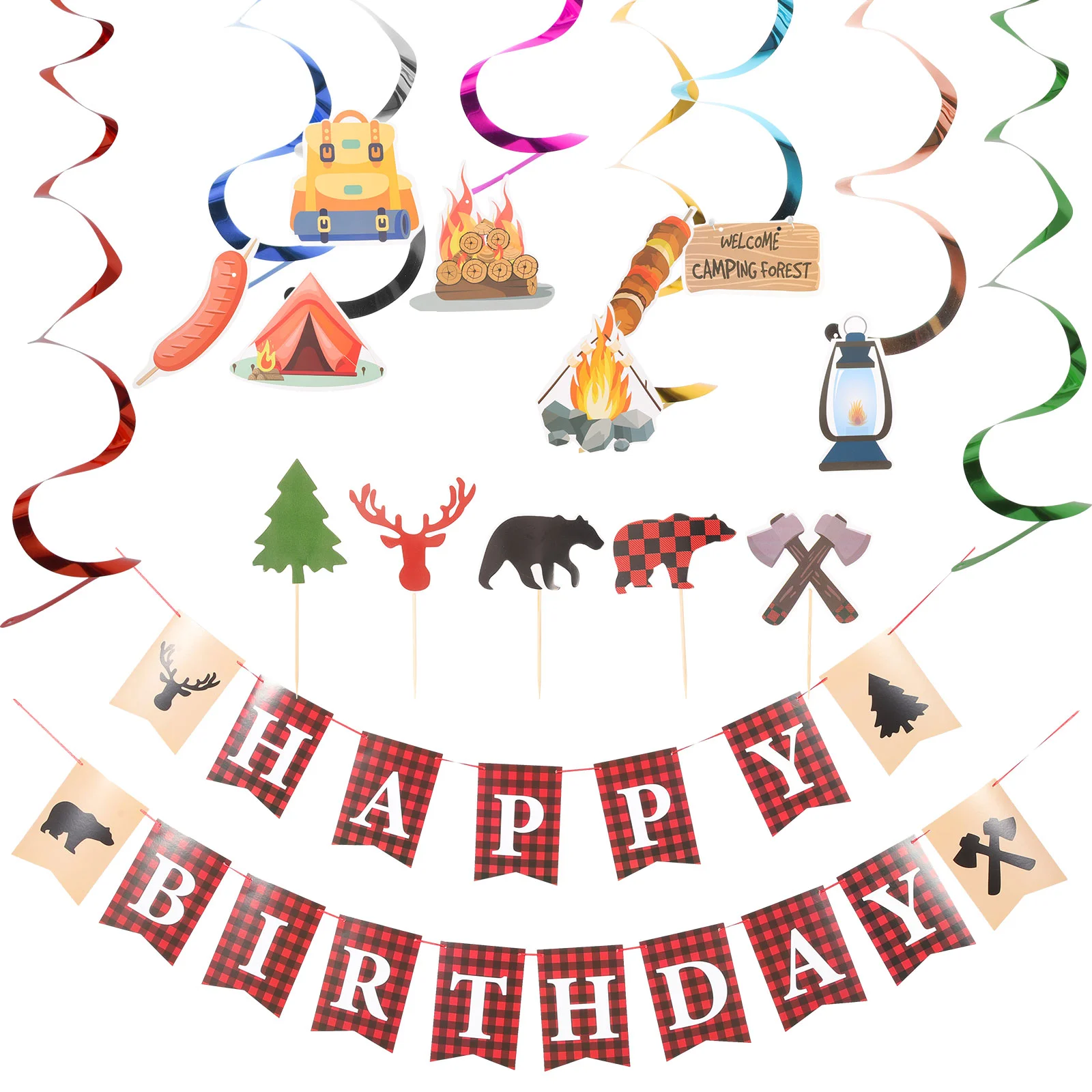 

Banner with Barbecue Party Cake Topper Cupcake Picks Birthday Party Supplies for Cake Cupcake Dessert