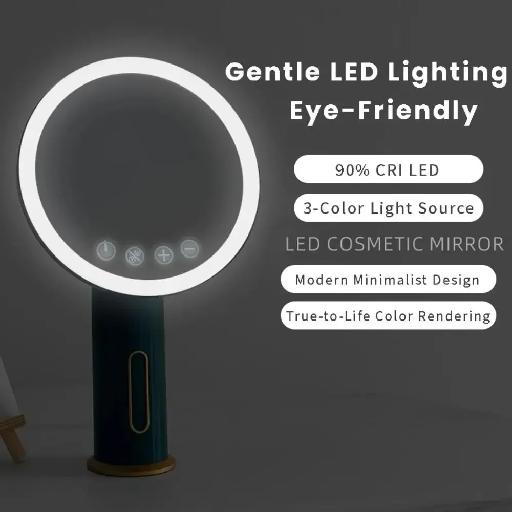 3 LED Colors Vanity Mirror with Lights Rechargeable Portable Makeup Mirror Brightness Adjustable Touch Screen Beauty Mirror​