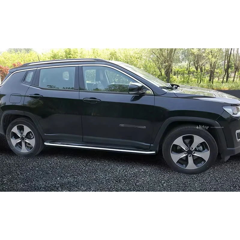 OMAC Trittbretter Für Jeep Compass 2017-2025 - Aluminium Seitenschweller Schwarz/Silber