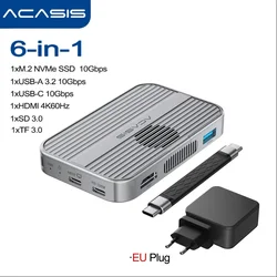 Acasis Magnetic SSD Enclosure with Cooling Fan and 4K HDMI Docking Station (EU Plug NVMe Case)
