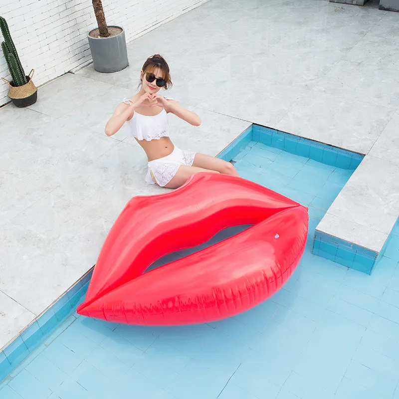 Inflatable Pool Raft and Ride-on Swimming Toys Eco-Friendly PVC Water Roller Red Lip Pool Floats for Adults Beach Accessories