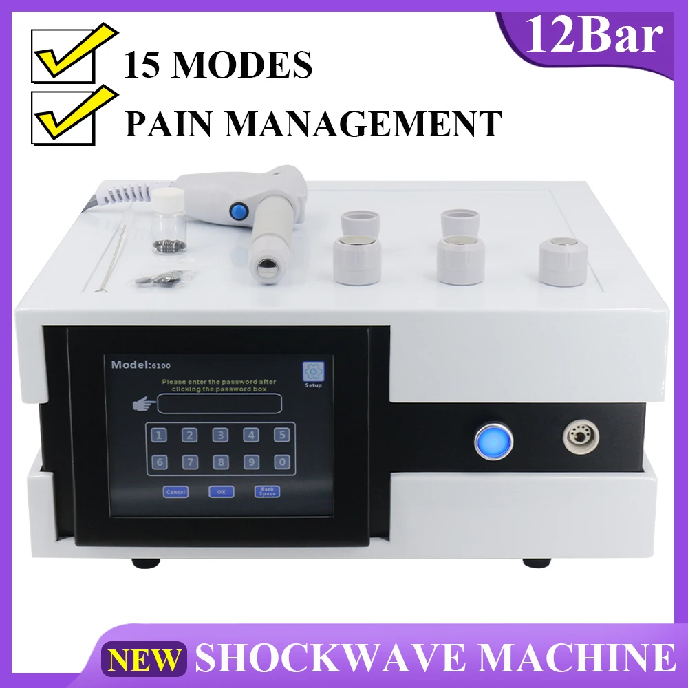 

12Bar Pneumatic Shockwave Therapy Machine For ED Treatment Neck Pain Relief Shock Waves Body Muscle Relaxing Massage Device