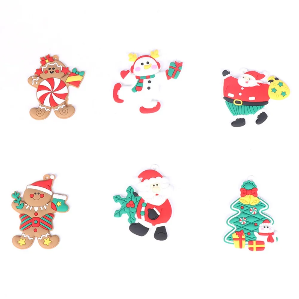 

6Pcs/9Pcs/12Pcs PVC Gingerbread Man Pendant Cartoon Style Hangable Bear Pendant with Rope Multiple Styles Christmas Decorations