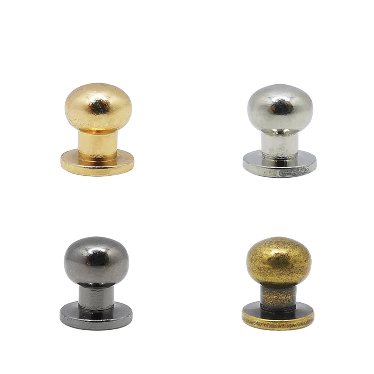 Metal Rivets Belt Strap Rivets Metal Studs Copper Rivets Leather Rivets Pearl Rivets 2-5Sets Knob Screw Rivets Studs DIY Crafts Leather Belt Watch Band Round Monk Head Spikes Punk Bag Clothes Nail Buckles