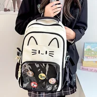 Y2K Cute Cat Ita Backpacks Large Capacity Knapsack Casual Girl Transparent DIY Display Rucksack Cartoon Trendy Travel Schoolbags 1