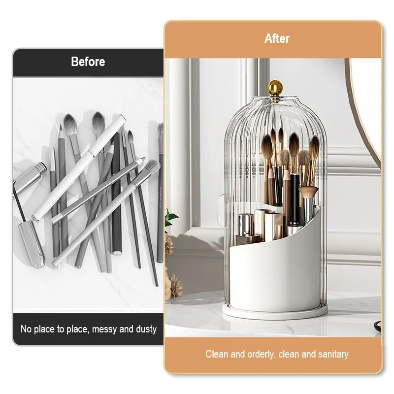 360° Rotating Makeup Brush Holder Desktop Makeup Organizer Cosmetic Storage Box Lipstick Eyebrow Brush Holder Jewelry Container 5