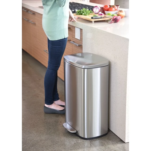 iTouchless Step Pedal Kitchen Trash Can with AbsorbX Odor Filter 13 Gallon  Rectangular Stainless Steel