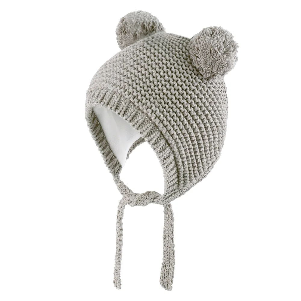 

Connectyle Toddler Infant Baby Boys Girls Skull Cap Fleece Lined Knitted Windproof Earflap Cute Kids Warm Winter Hat With Pom