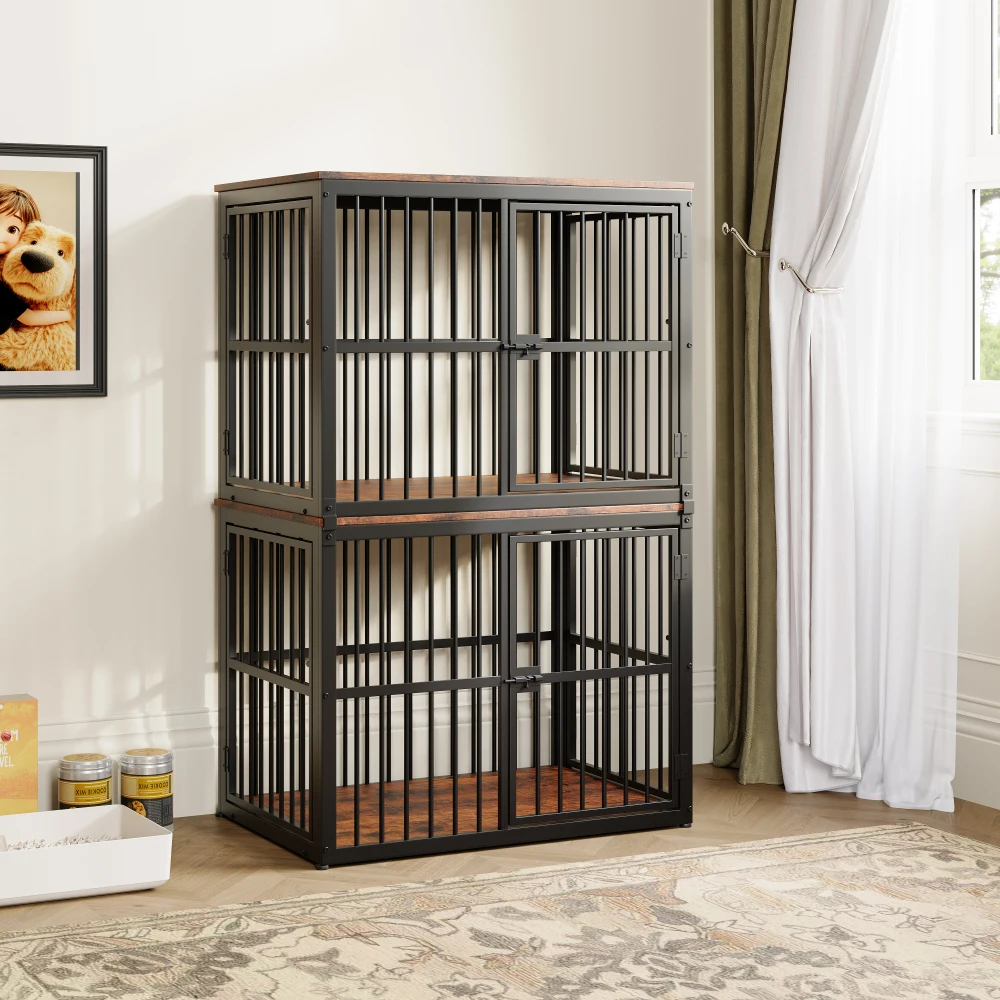 Modularer Hundekäfig als Möbelstück mit wasserdichter Tischplatte, 2-in-1 Beistelltisch/Nachttisch, kombinierbar und stapelbar für mehrere Hunde – Detail 25