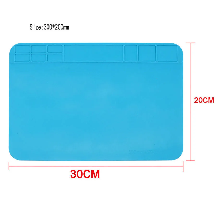 30X20cm Blue Repair Pad Insulation Heat-Resistant Solder Station Silicon Soldering Mat Work Pad Desk for BGA Soldering Station 2