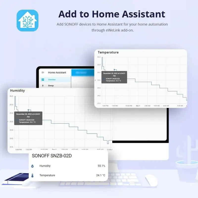 SONOFF SNZB-02D Zigbee 스마트 온도 습도 센서, LCD 화면, 원격 실시간 모니터링, Ewelink, Alexa Google Home